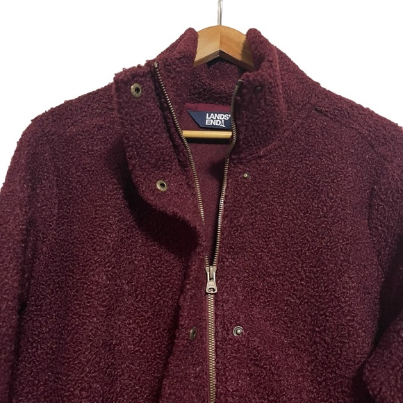 LANDS' END Womens Burgundy Teddy Coat Size Large (14-16) - Picture 4 of 12